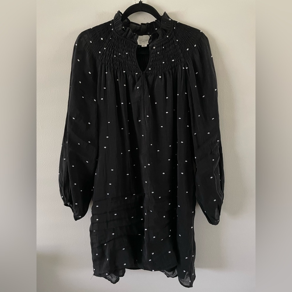 Tuckernuck Pomander Place Polka Dot Taylor Mini Dress Size XL Black Tiered - Picture 3 of 8